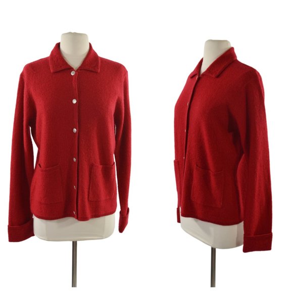 Tian Collection Red Wool Cardigan - Picture 1 of 10